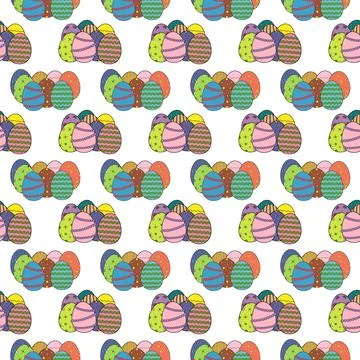 Seamless Easter Pattern with Colorful Decorated Eggs Illustrazione stock