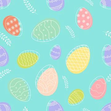 Seamless Easter pattern with colorful decorative eggs. Minimalist pattern w.. Stock Illustration