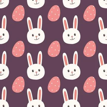 Seamless easter pattern with cute bunny faces and decorated eggs. Perfect for 库存插图