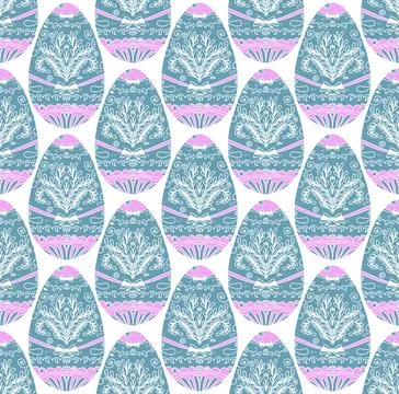 Seamless Easter pattern with decorative eggs adorned with elegant designs and イラスト素材