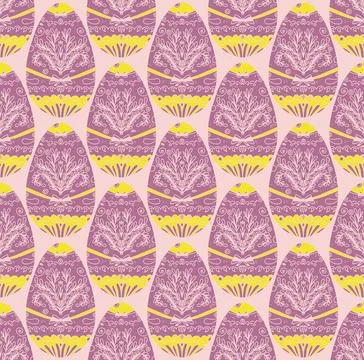 Seamless Easter pattern with decorative eggs adorned with elegant designs and イラスト素材