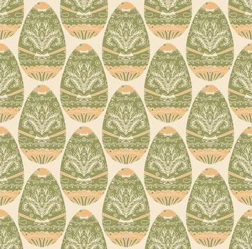 Seamless Easter pattern with decorative eggs adorned with elegant designs and 스톡 일러스트