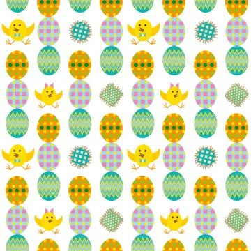 Seamless easter pattern with eggs and rabbit Stock Illustration