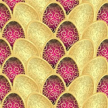 Seamless Easter pattern with golden eggs Stock Illustration