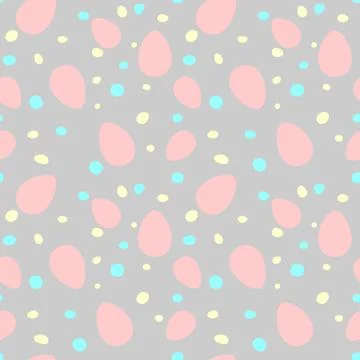 Seamless easter pattern with ornamental eggs and dots. Vector pastel multicol 스톡 일러스트