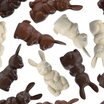 Seamless Easter pattern with realistic chocolate bunnies 스톡 일러스트
