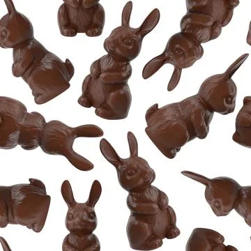 Seamless Easter pattern with realistic chocolate bunnies Stock Illustration