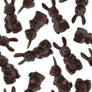 Seamless Easter pattern with realistic chocolate bunnies 스톡 일러스트