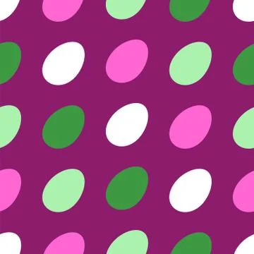 Seamless easter pattern. white, green, light green, pink eggs on a burgundy b Stock Illustration