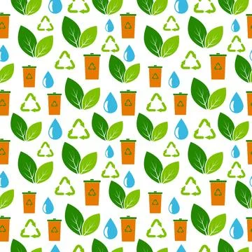 Seamless eco icon pattern Stock Illustration