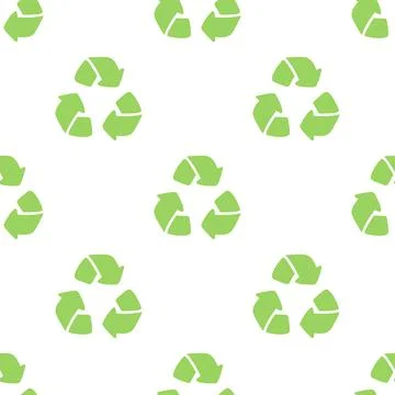 Seamless eco pattern. Three arrows eco recycle. Reuse ornament doodle on white Illustrazione stock