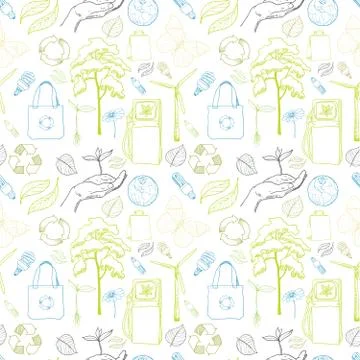 Seamless ecology and environment pattern Illustrazione stock