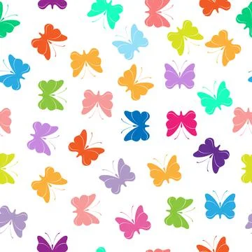 Seamless editable butterfly pattern for texture, textiles, and simple backgro 스톡 일러스트