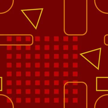 Seamless editable geometric pattern on dark red background Stock Illustration