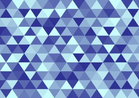 Seamless editable geometric triangle pattern in shades of blue for textiles, Stock Illustration