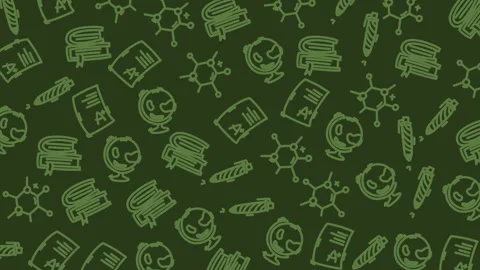 Seamless education doodle pattern green school icons background Stock Footage 328877992