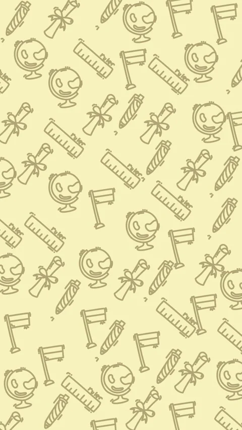 Seamless education icons pattern beige doodle school supplies background Stock Footage 329139882