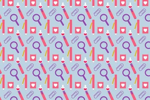 Seamless educational background pattern vector with colorful elements. Endl.. Stock Illustration