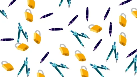 Seamless Educational Pattern Background with School Supplies and Learning Icons Stock Footage 346186034