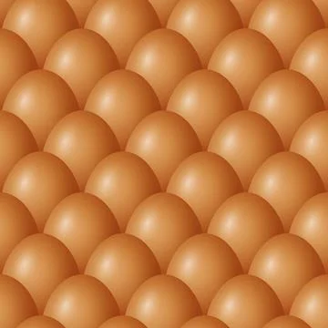 Seamless Egg Pattern, Vector Illustration. Realistic 3d Brown Eggs Texture Stock Illustration