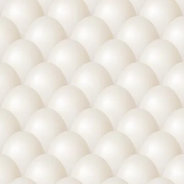 Seamless Egg Pattern, Vector Illustration. Realistic 3d White Eggs Texture Stock Illustration