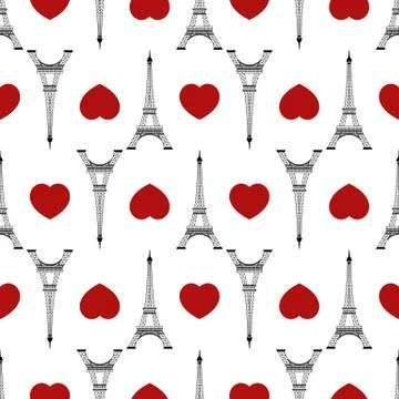 Seamless of Eiffel tower Stock Illustration