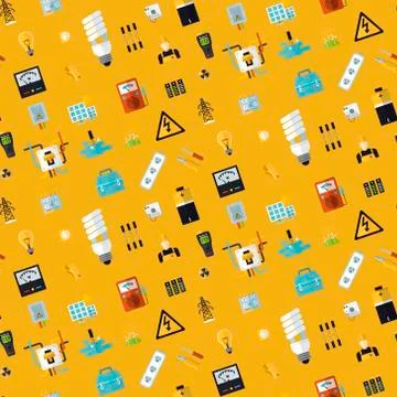 Seamless electrical objects Stock Illustration