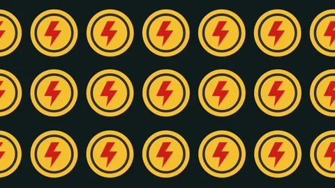 Seamless electrical power pattern with red lightning bolt icons in a tile backgr Stock Footage 327580368