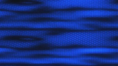 Seamless elegant animation of a blue wireframe fabric. Hypnotic futuristic wavy Stock Footage 247545612