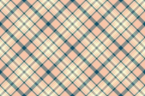 A seamless, elegant tartan pattern featuring soft peach, cream, and deep teal Stock Illustration
