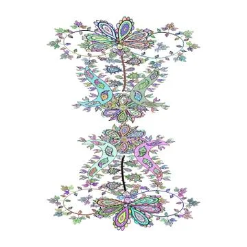 Seamless Elegant vector texture with floral elements. Doodles white, blue and ne Illustrazione stock