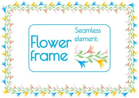 Seamless element brush to create a floral photo frame. Vector. Stock Illustration
