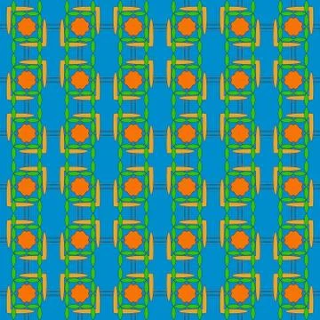 Seamless of the elements green and orange color on blue scy colo Stock Illustration