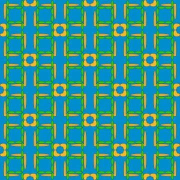 Seamless of the elements green and orange color on blue scy colo Stock Illustration