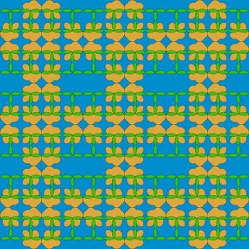 Seamless of the elements green and orange color on blue scy colo Stock Illustration