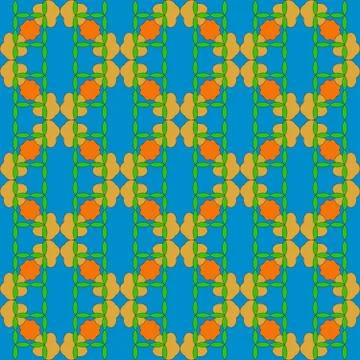 Seamless of the elements green and orange color on blue scy colo Stock Illustration