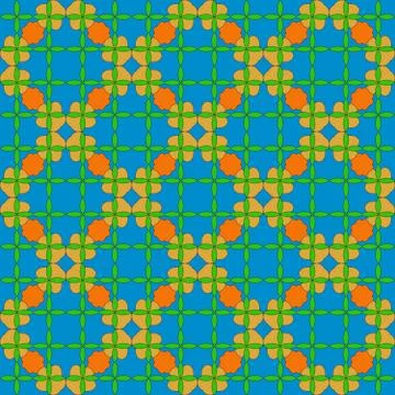 Seamless of the elements green and orange color on blue scy colo Stock Illustration