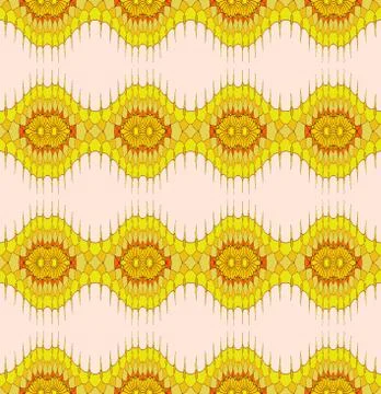 Seamless ellipses and wave pattern green red Stock Illustration