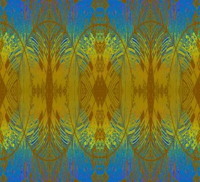 Seamless ellipses pattern blue yellow gold brown Illustrazione stock