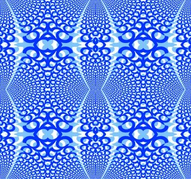 Seamless ellipses pattern light blue dark blue white dimensional Stock Illustration