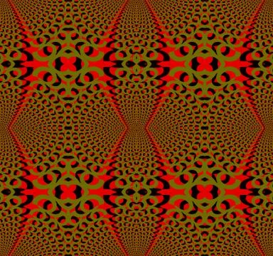 Seamless ellipses pattern red olive green black dimensional Stock Illustration