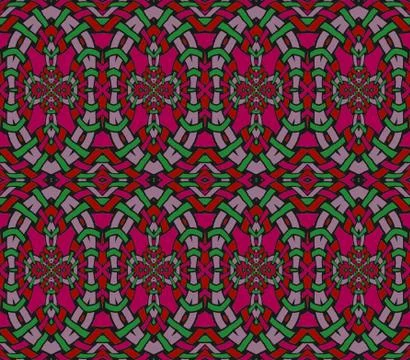 Seamless ellipses pattern red violet green Stock Illustration