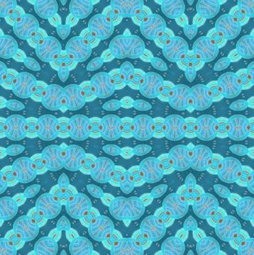 Seamless ellipses pattern turquoise blue brown Stock Illustration