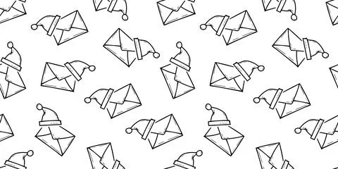 Seamless Email Pattern for Santa. a letter with wishes. Seamless pattern fo.. Illustrazione stock