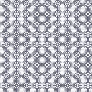 Seamless embroidered vector decorative flora bloom pattern in the style of a  Stock Illustration