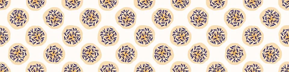 Seamless Embroidery Dot Vector Border Pattern. Modern Geometric Hand Drawn Stock Illustration