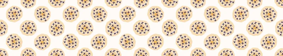 Seamless Embroidery Dot Vector Border Pattern. Modern Geometric Hand Drawn Stock Illustration
