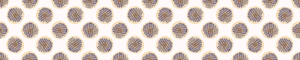 Seamless Embroidery Dot Vector Border Pattern. Modern Geometric Hand Drawn Stockillustratie