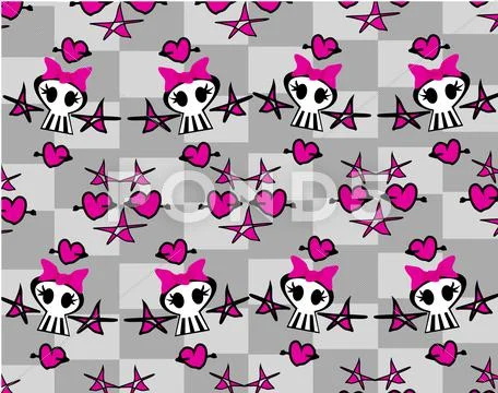 Seamless emo skulls pattern Stock Illustration