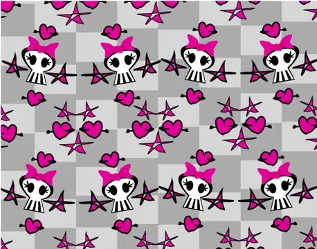 Seamless emo skulls pattern Illustrazione stock